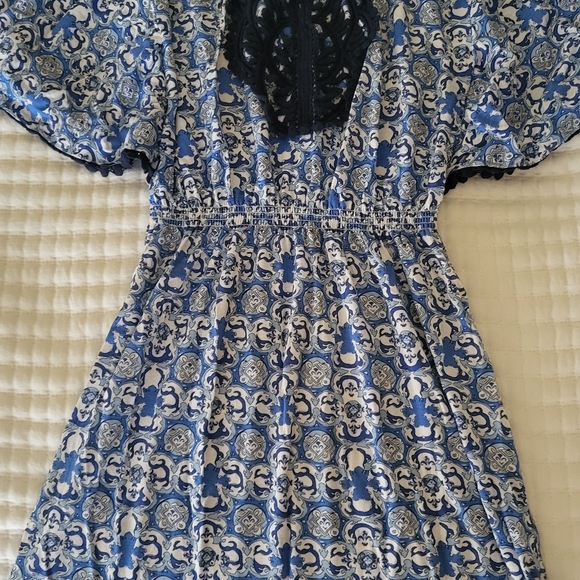 Cabana Life Dresses & Skirts - Cabana Life Blue and Black Patterned Mini Dress